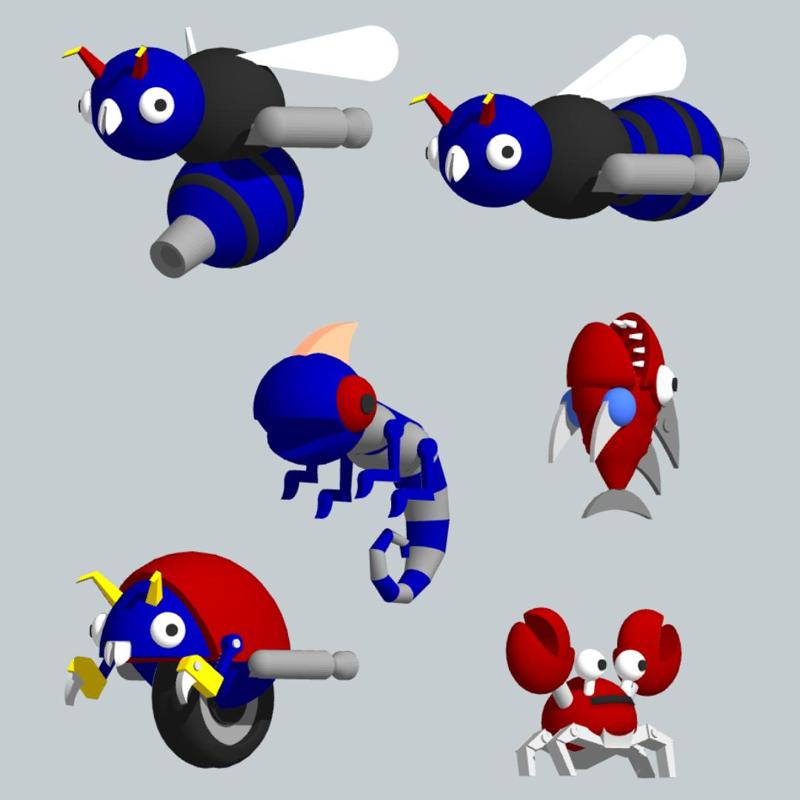 SONIC DE HEDGEHOG BADNIKS - MOTOBUG BUZZBOMBER CHOPPER CRABMEAT NEWTRON