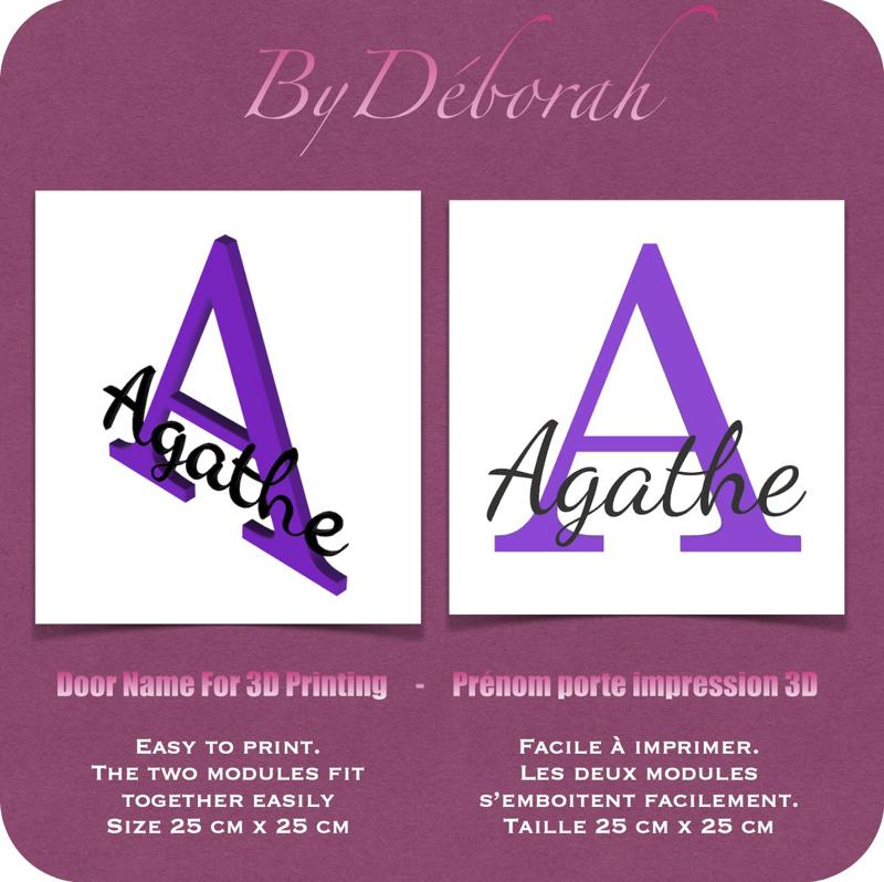 First name AGATHE for bedroom door