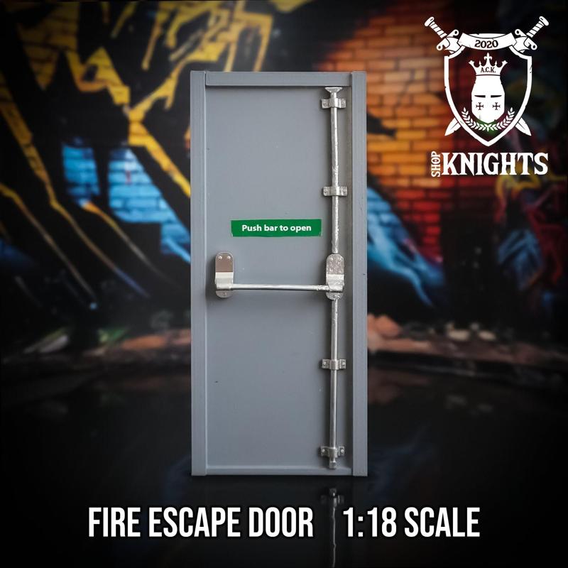 Diorama 1:18 Scale Fire Escape Door-  Workshop Diorama / Dollhouse / Action Figures / Emergency Exit Door