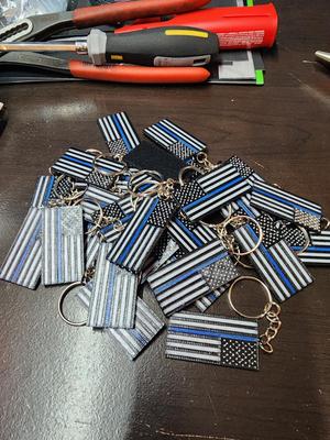 Blue Line American Flag Keychain