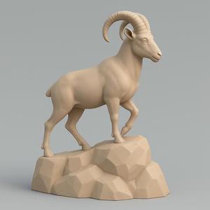 A Standing Ram on Rock – 3D Print STL