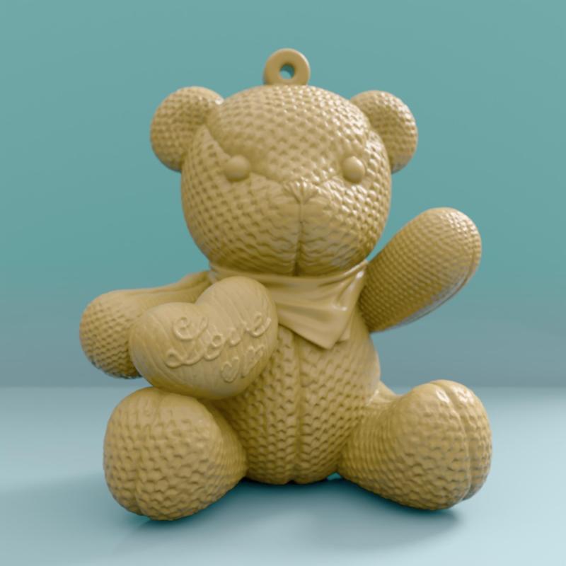 Cute Knitted Bear Sculpture