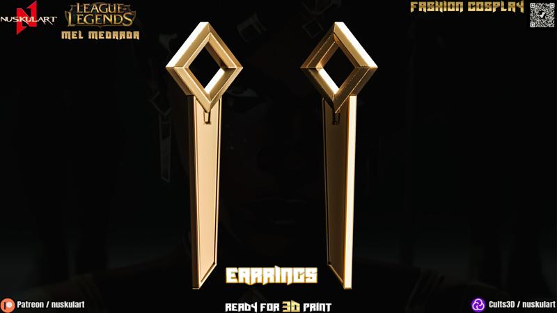 Mel Medarda-Earrings-Fashion Cosplay-League of Legends-3D Printing-Stl