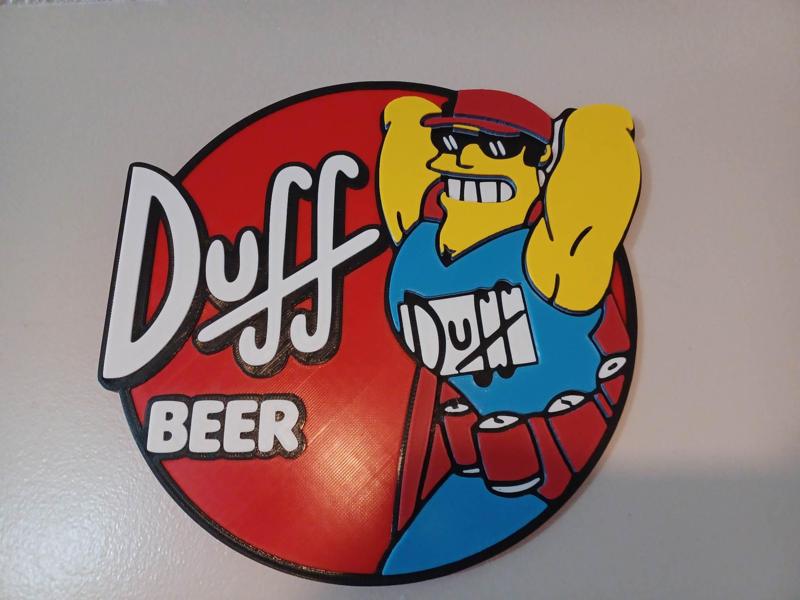 Duff Beer Sign Featuring Duff Man - Keyhole in Back for Wall Art