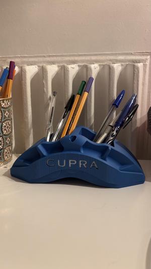 pencil cup in the shape of a Cupra brake caliper