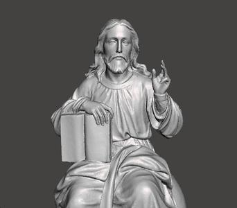 JESUS CHRIST SITTING WITH HOLY BIBLE RELIGIOUS STATUE ART
