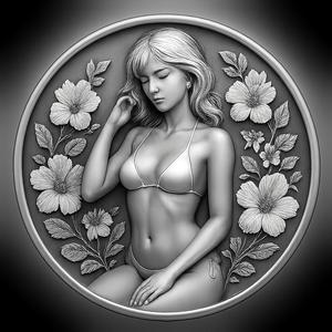 FLOWER GIRLS COIN TOKEN WALL ART