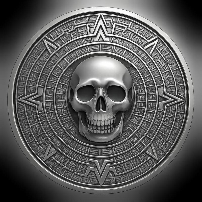 stackable Skull pirate Aztec coin token with inverted reverse (double sided)