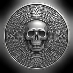 stackable Skull pirate Aztec coin token with inverted reverse (double sided)
