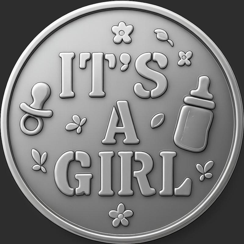 IT'S A GIRL NEW BABY COIN TOKEN WALL ART