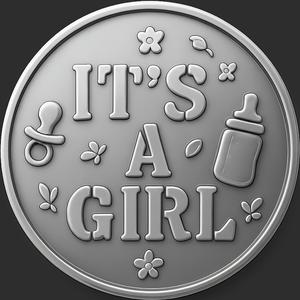 IT'S A GIRL NEW BABY COIN TOKEN WALL ART