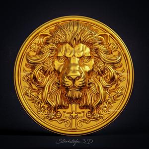 Lion 3D Relief with Cross