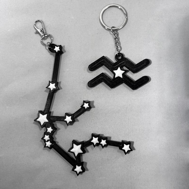 Aquarius Constellation and Zodiac Symbol Keychain Bundle - 3D Printable STL Files - NO AMS - COMMERCIAL LICENSE ♒︎