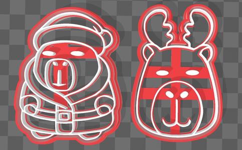 Santa Claus and Reindeer Capybara, cookie cutters and Cupcakes