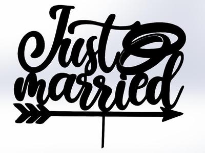 Just Married Cake Topper with Arrow – Wedding Decoration + DXF File Included