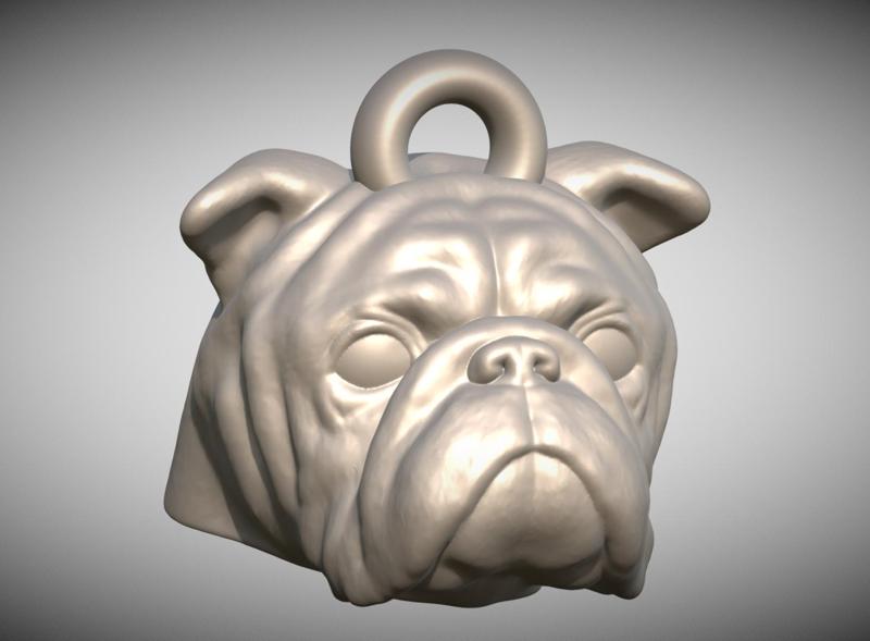 Puppy of English Bulldog head key ring for 3D printing