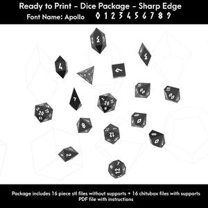 Dice Masters – Ready to Print - 16 Piece Set – Presupported  STL Files for 3D Printing – Featuring  Our Exclusive Apollo Font