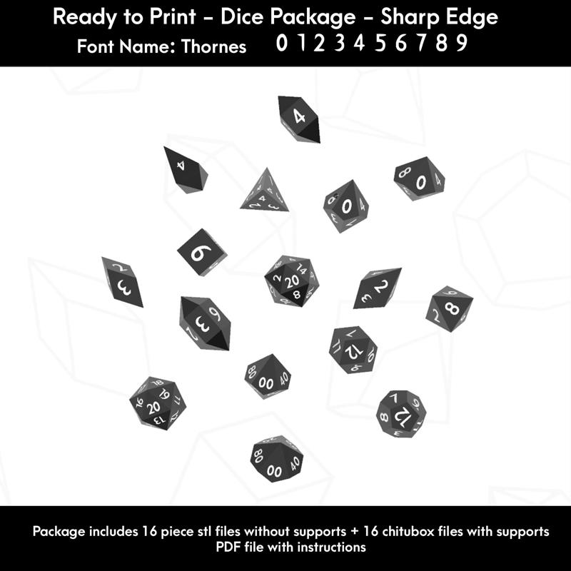 Dice Masters – Ready to Print - 16 Piece Set – Presupported  STL Files for 3D Printing – Featuring  Our Exclusive Thornes Font