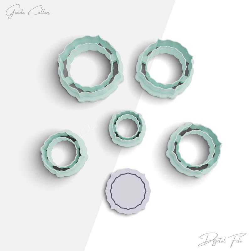 Vintage Frame Clay Cutter, Framed Shape Polymer Clay Earring Cutter, 2 Cutter Version, 5 Sizes Included, Digital STL File,No: 950