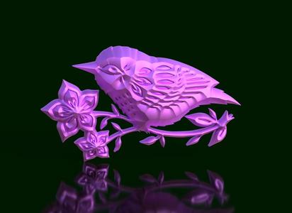 Floral Elevation : Bird on Branch I - Wall