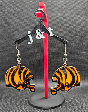 Bengals Helmet 3D with curve effect earrings