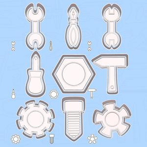 Tools cookie cutters - master mechanic set / bundle - 9 pieces