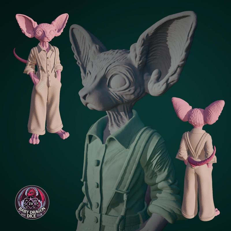 Tabaxi Sphinx in Vintage Outfit | Miniature for DnD and TTRPGs