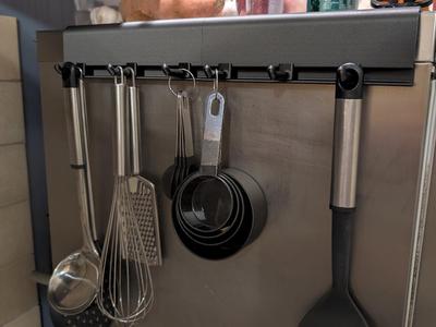 Kitchen Utensil Rack and Adjustable Hooks