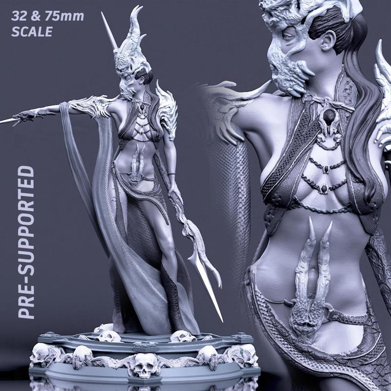 Boneflesh Necropriestess (PRE-SUPPORTED 32mm&75mm)