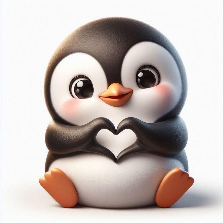 Baby Penguin Love Sant Valentine Clay character kawaii 3D Model