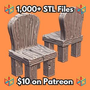 28mm DND Simple Wooden Tavern Chair Fantasy Terrain Miniature for Tabletop Gaming MineeForm FDM 3D Print STL File