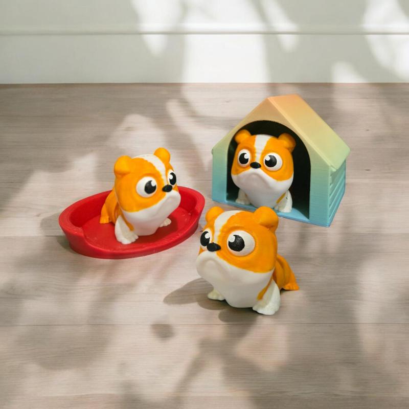 Mini Flexi Articulating English BullDog + Kennel + Bed