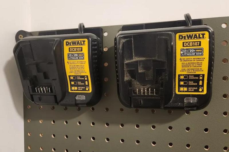 Sy's Peglock - Dewalt 12-20v Charger DCB107 Pegboard   