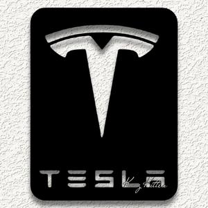tesla emblem car logo wall art home decor