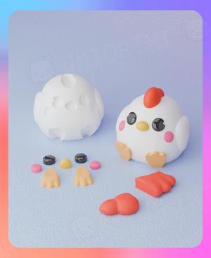 Little Hen Keychain (Separated Parts)