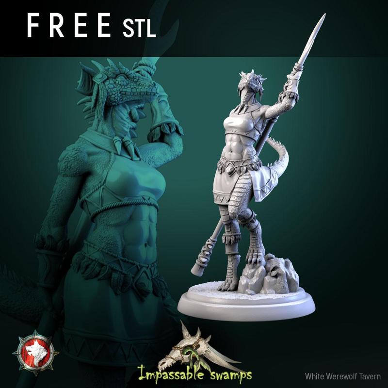 Lizardfolk female warrior V5 32mm  FREE