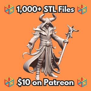 28mm DND Arcane Spellcaster Sorcerer with Horns Fantasy Mini MineeForm FDM 3D Print STL File