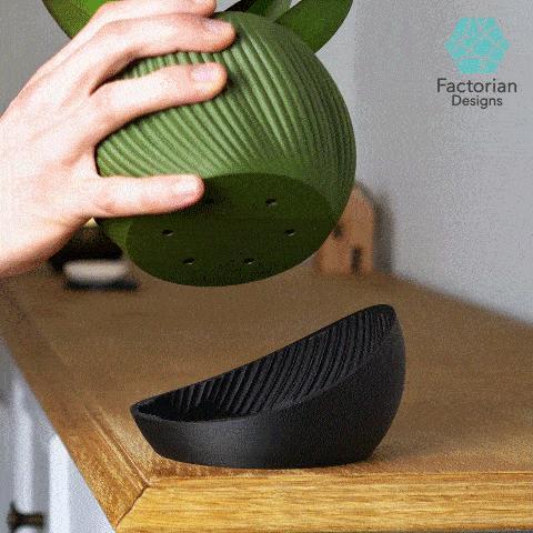 Plant Pot "Bloomcrest" | Planter STL to 3D print | Fused Drainage Pot + Drain Tray