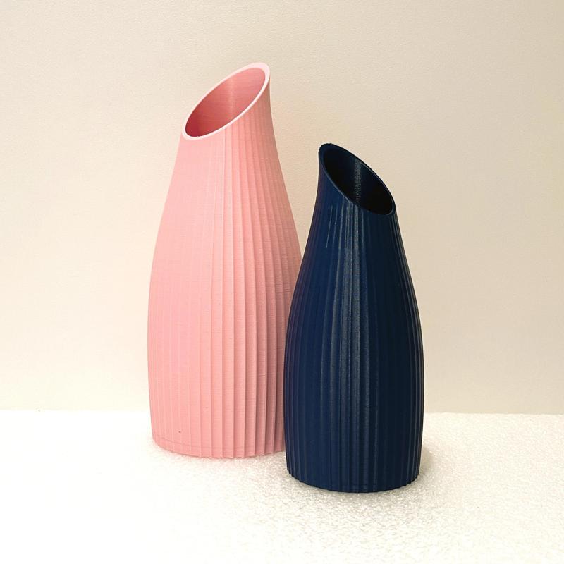 Duo ribbed fluted cut vase set