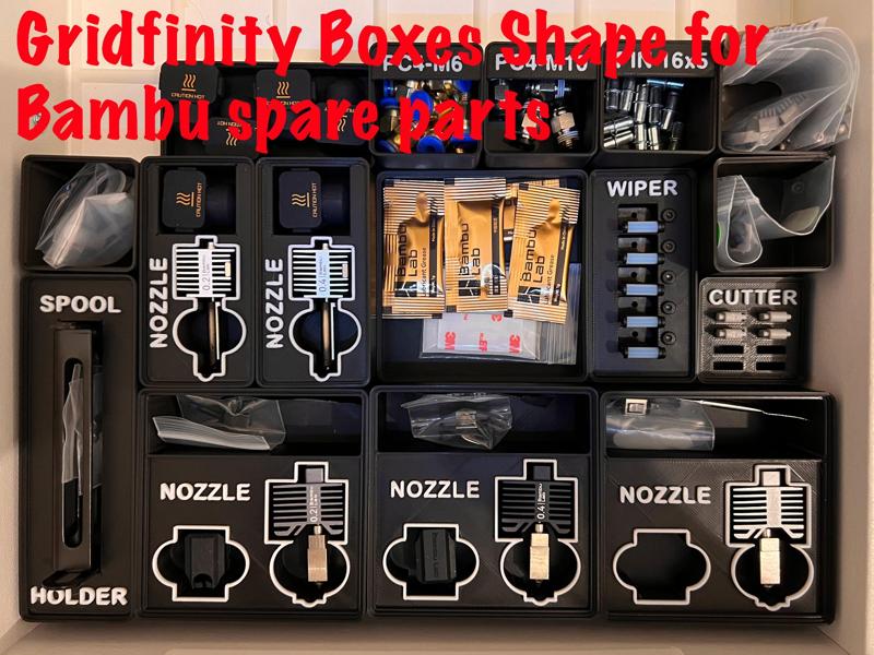 Bambu Spare Parts Gridfinity Boxes Shape