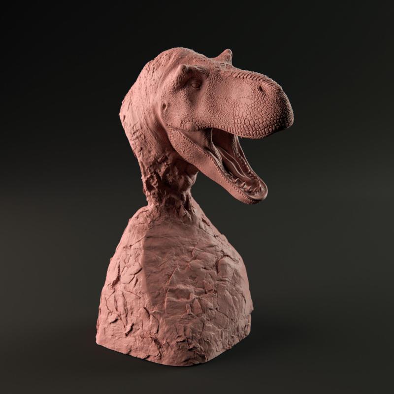 Tyrannosaurus open mouth bust - pre supported