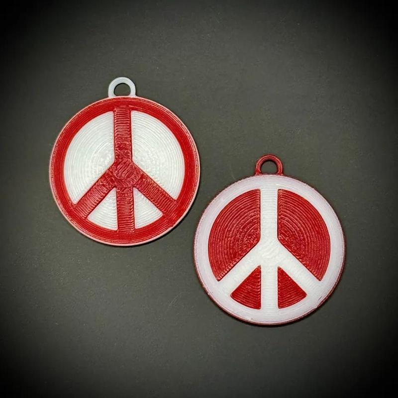 Peace Symbol Key Ring (keychain) or Bag Tag - Dome Shape (2 piece for multicolor)   