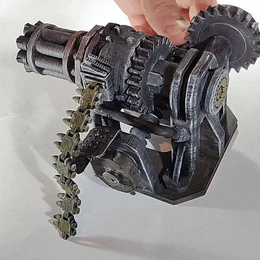 Articulated steampunk gatling gun