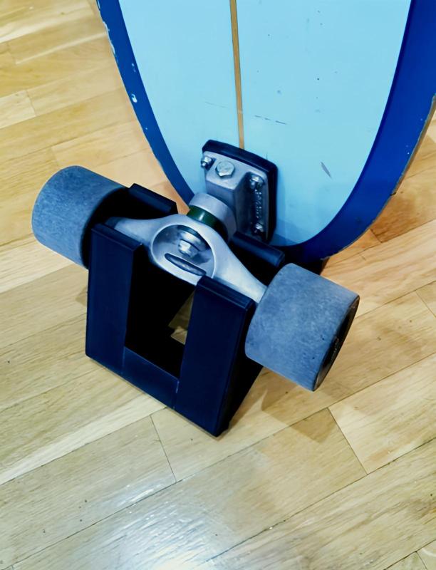 Skateboard floor stand.