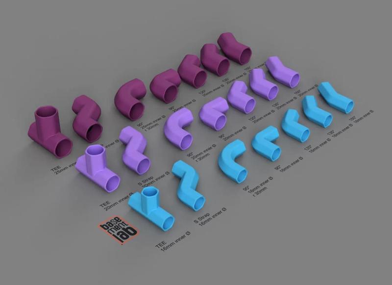 Pipe fittings Elbow Ø16mm / Ø20mm / Ø25mm Hexagonal Shape - Gomiti di raccordo tubi forma esagonale   