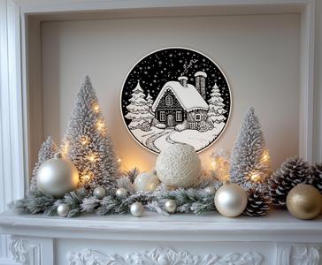 Christmas Wall or Table Decoration - Snowy Gingerbread House