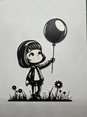 Wall art girl with balloon