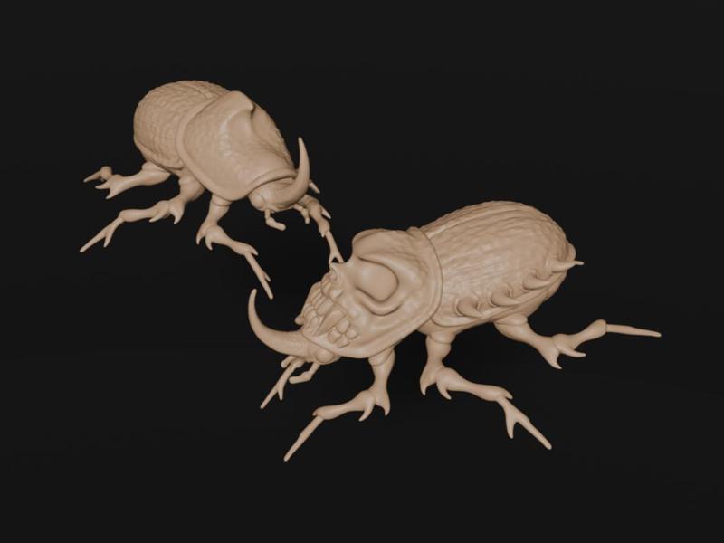 Chitinous Horrors – Horned Beetle & Skull-Back Beetle