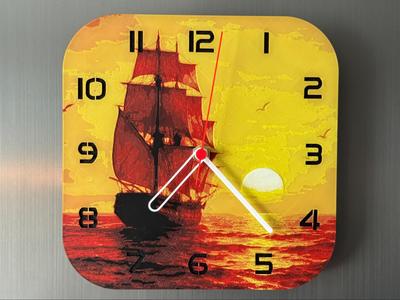 wall / desk clock Ship at sunset