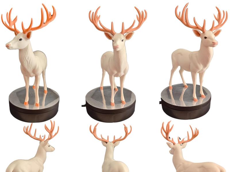 Realistic Multicolor Albino Deer Diorama Figure